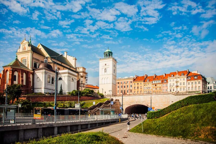 Highlights of Warsaw Private Bike Tour with Licensed Guide - Entering the Old Town by bike